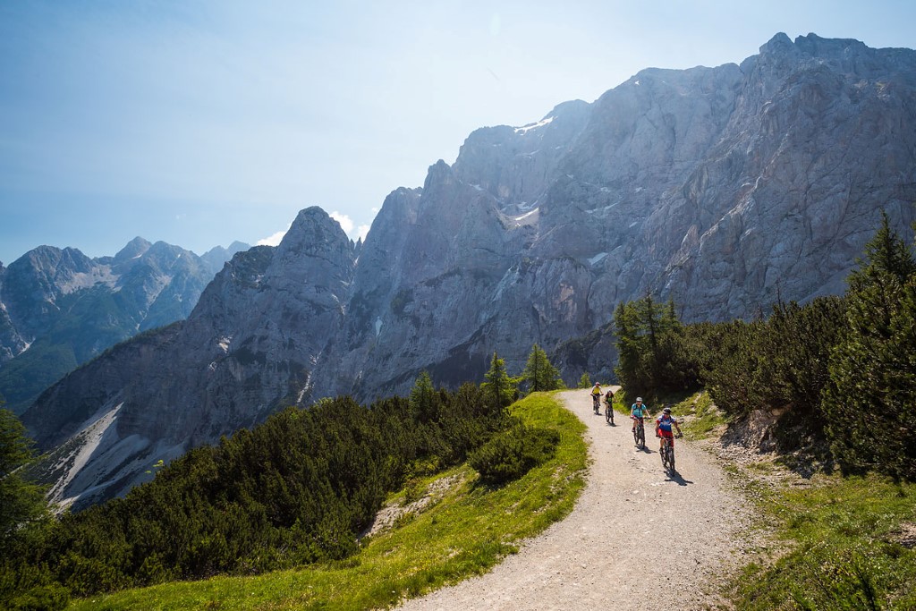 mountain biking on a gravel road