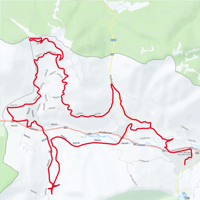 map of the Tromeja Kranjska Gora cycling route