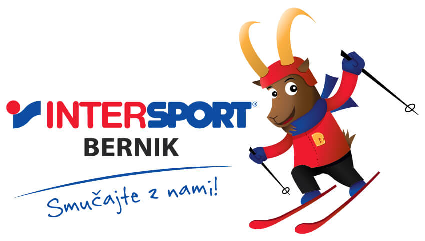 Intersport logo Bernika with mascot Zlatorog Bernik