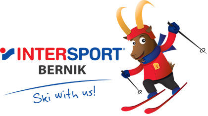 Intersport logo Bernika with mascot Zlatorog Bernik